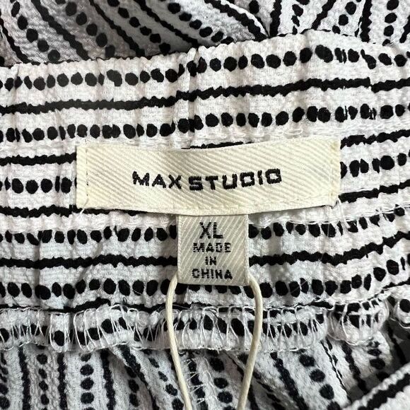 Max Studio Cream Black Stripe Crepe Cropped Wide Leg Pant Sz XL NWT - Picture 3 of 9